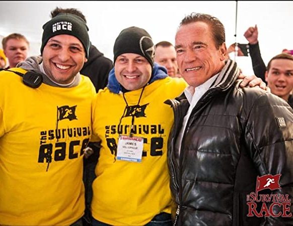 James Villepigue with Arnold Schwarzenegger at the Survival Race